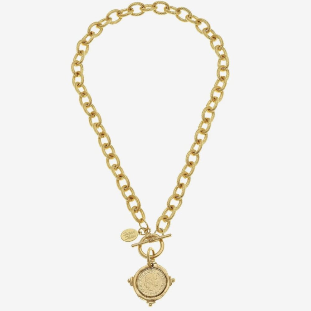 Susan Shaw gold toggle necklace